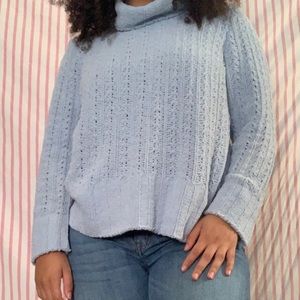 Super soft fuzzy light blue turtle neck sweater